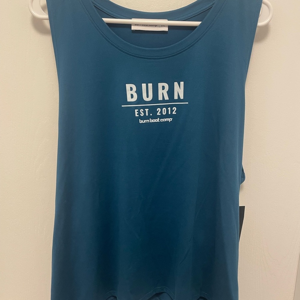 Burn boot camp teal Blue Tank Top